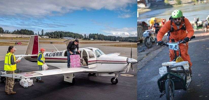 By air and by bike, Northwest civilian pilots and cyclists rehearse delivering aid after ‘The Big One’